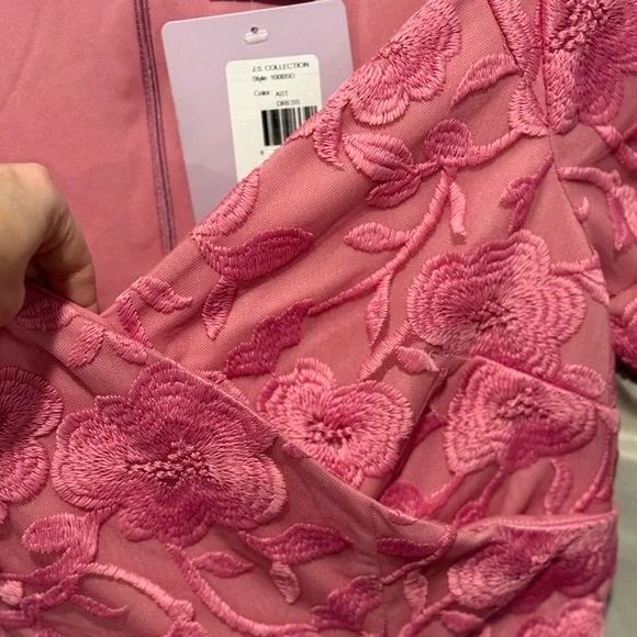 JS Collections Pink Sheath Midi Dress V-Neck Flutter Sleeves - Picture 3 of 4